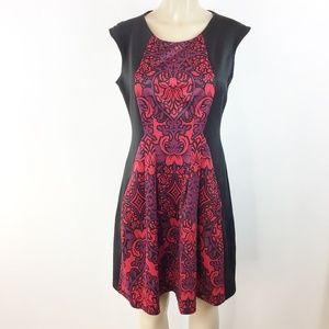 Cb Fit & Flare Dress Size 10 Black Red